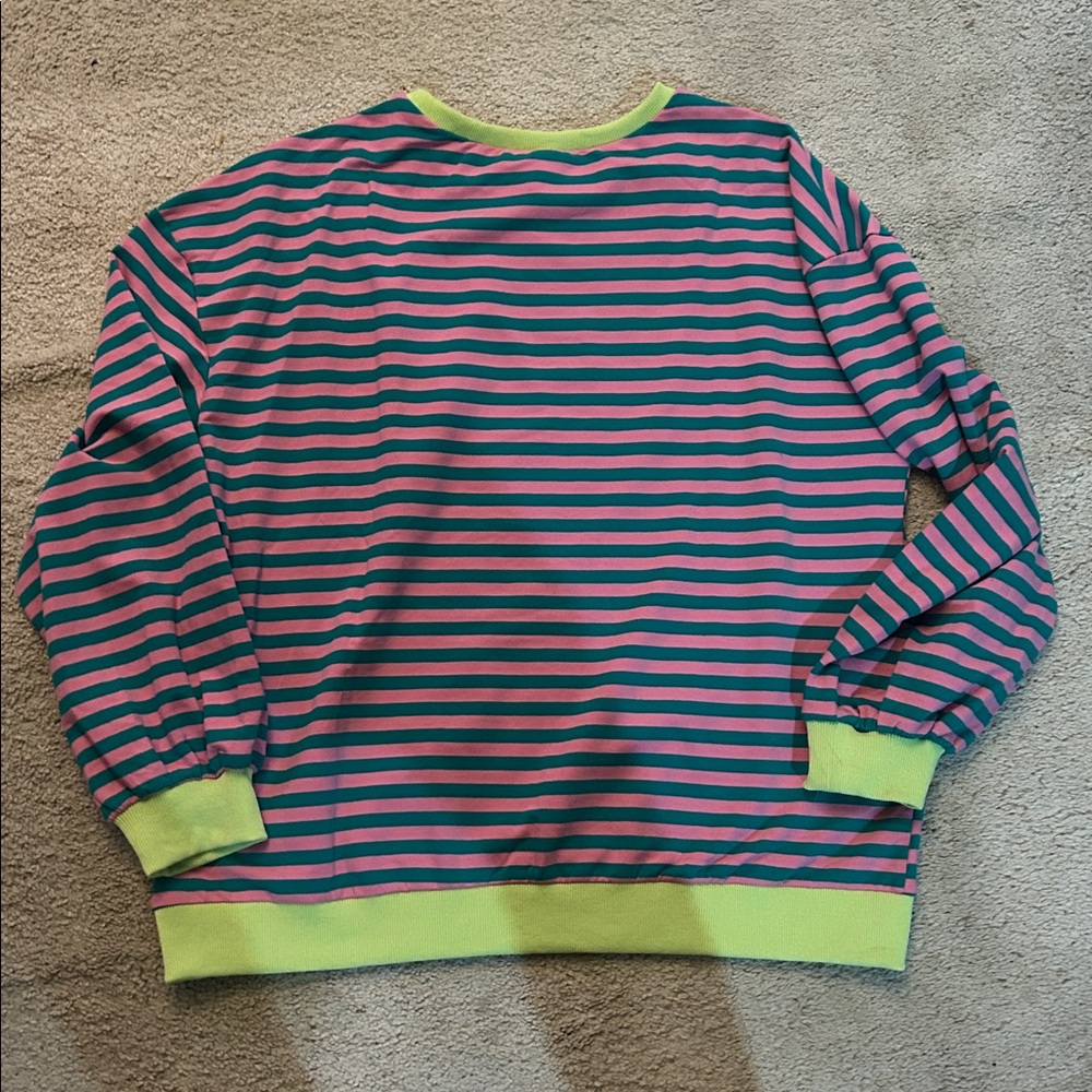 Women’s oversized striped sweatshirt crewneck long sleeve pullover- medium - Picture 7 of 7